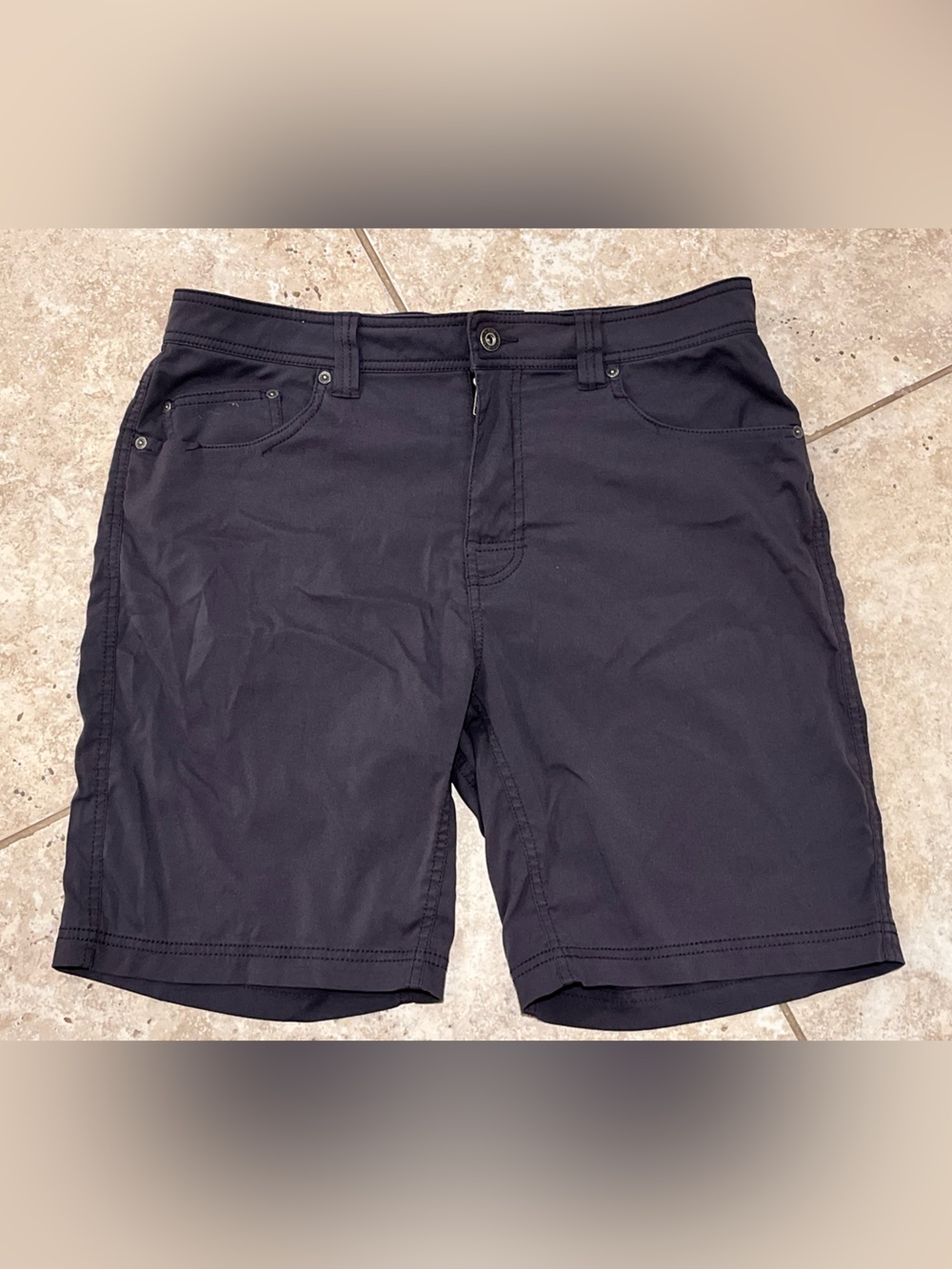Prana Brion Men’s Hiking Shorts Gray Charcoal Stretch Nylon 9" Inseam 34 READ